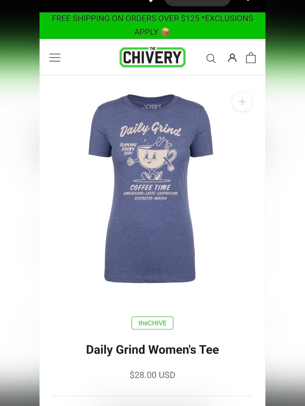 theCHIVE Daily Grind Women's Tee - Blue with White Graphic